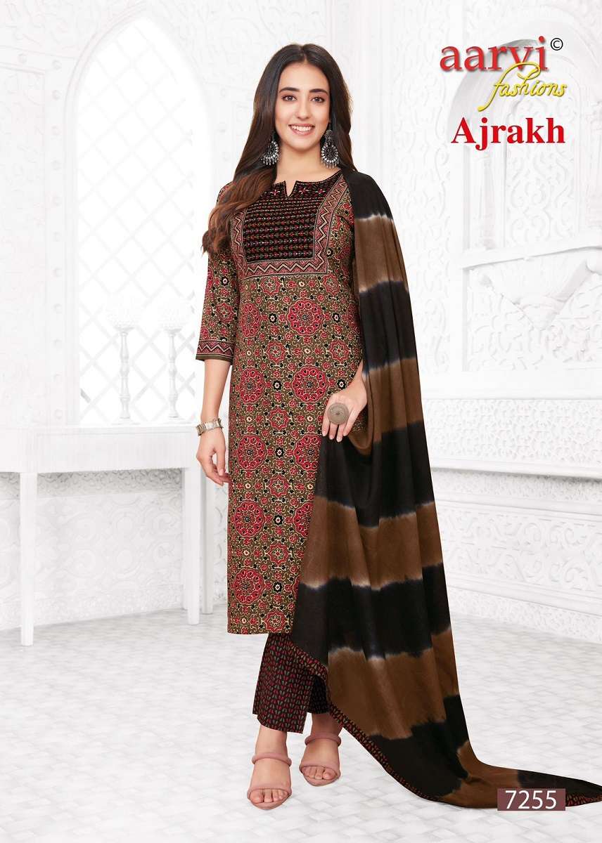 Aarvi Ajrakh Vol-2 -Kurti Pant With Dupatta -Wholesale Catalog