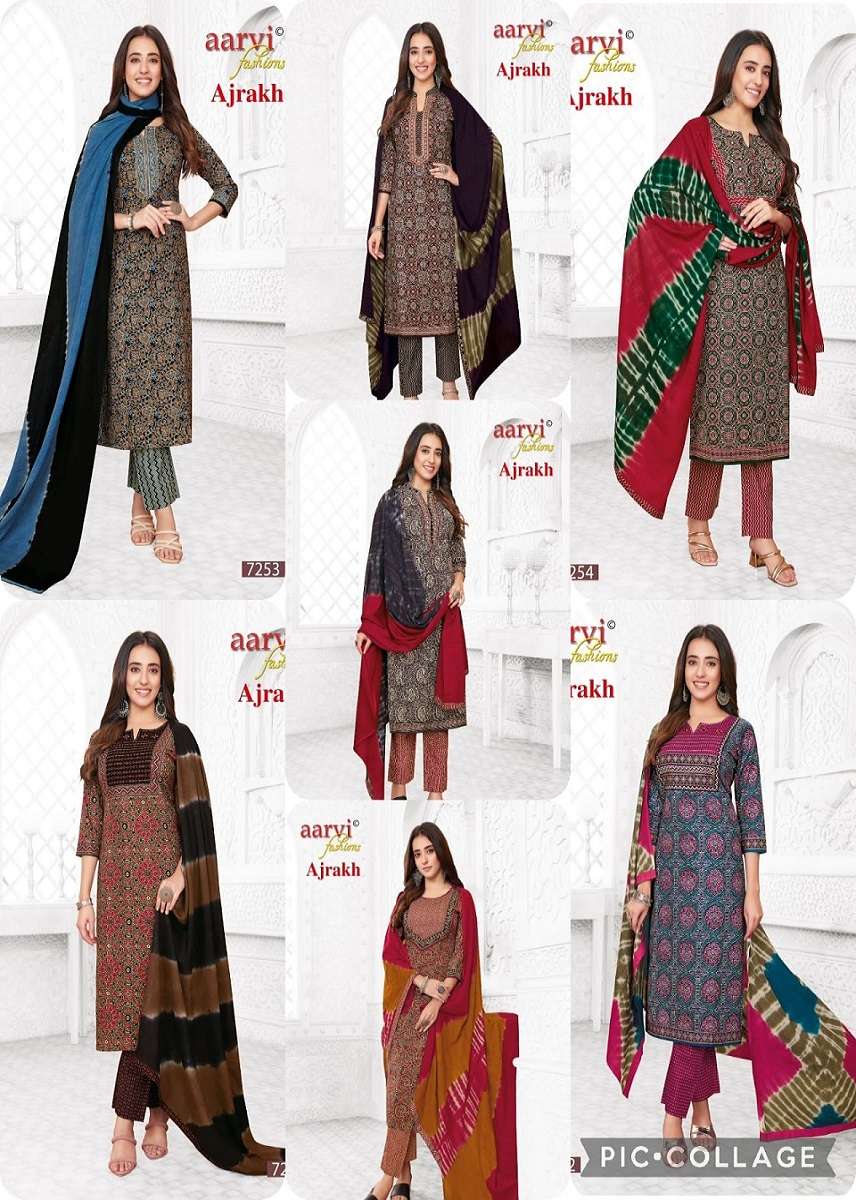 Aarvi Ajrakh Vol-2 -Kurti Pant With Dupatta -Wholesale Catalog