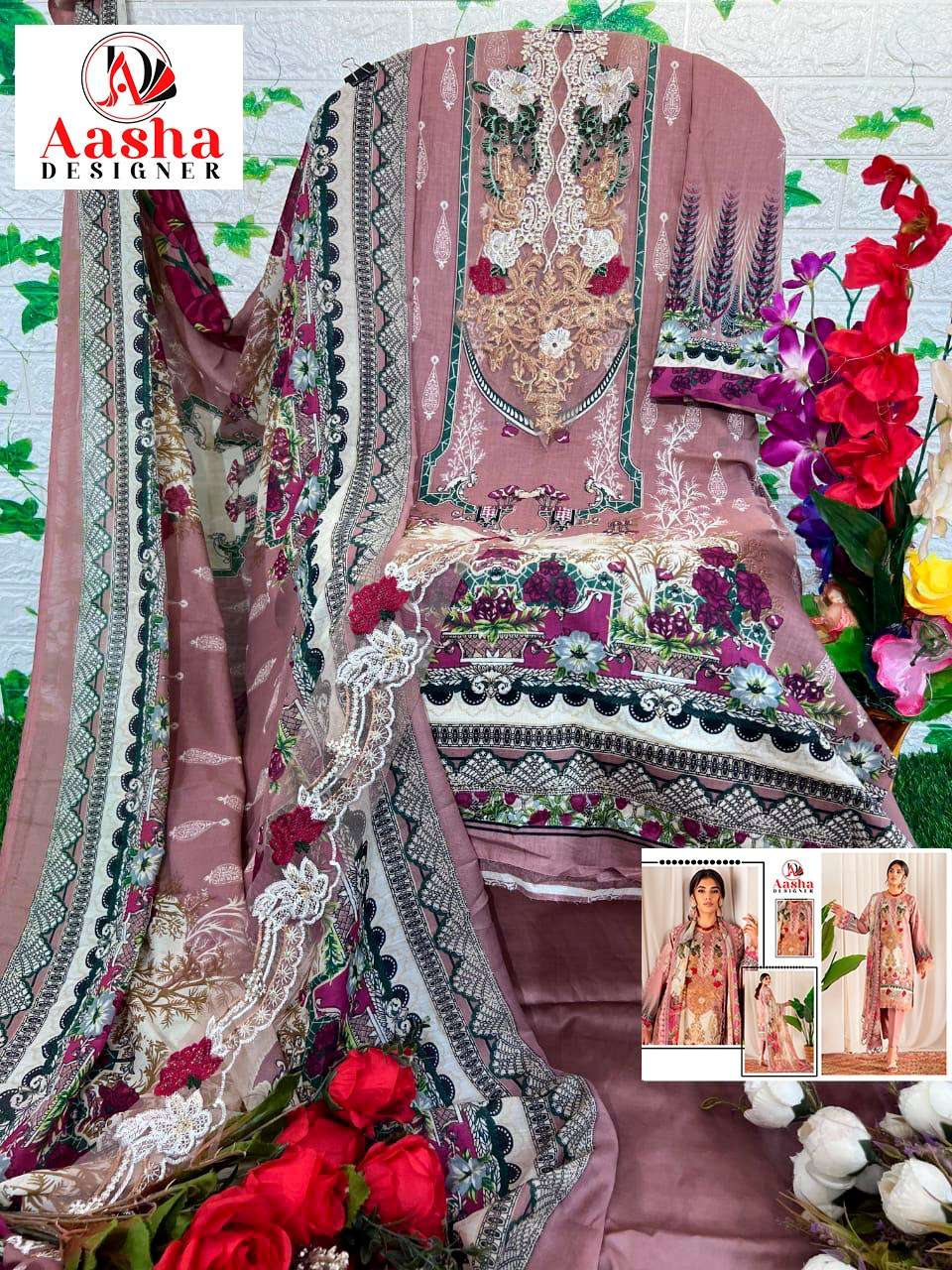 Aasha 1003 Chiffon Dupatta Pakistani Suits Wholesale catalog