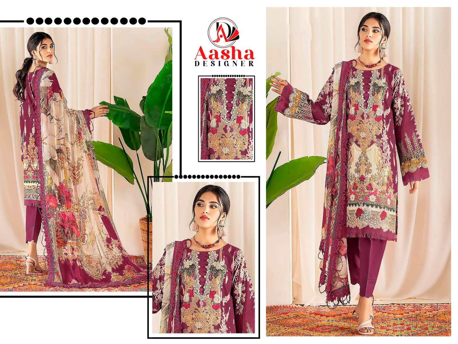 Aasha Ayezal Vol 1 Cotton Dupatta Pakistani Suits Wholesale catalog