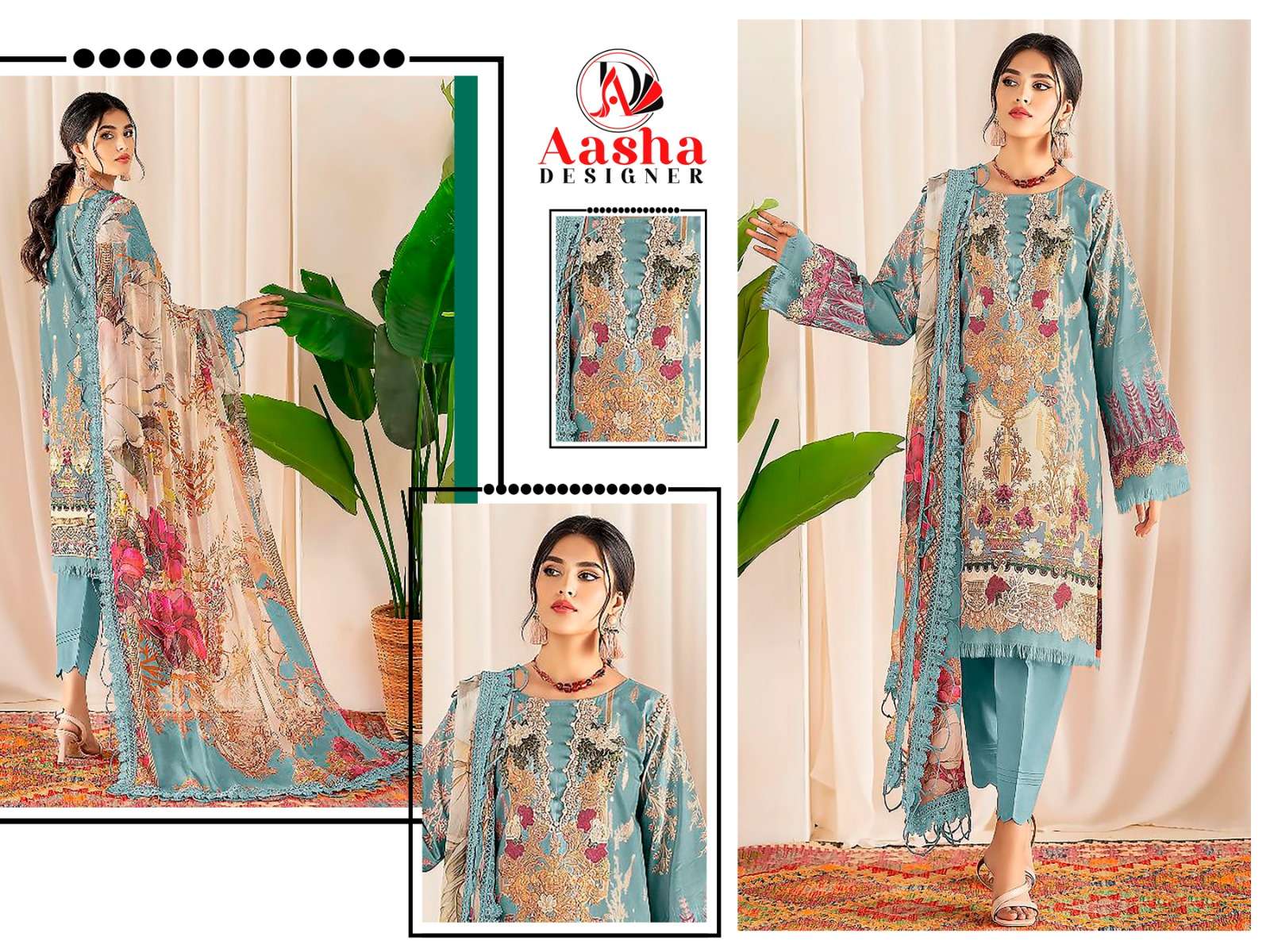 Aasha Ayezal Vol 1 Cotton Dupatta Pakistani Suits Wholesale catalog