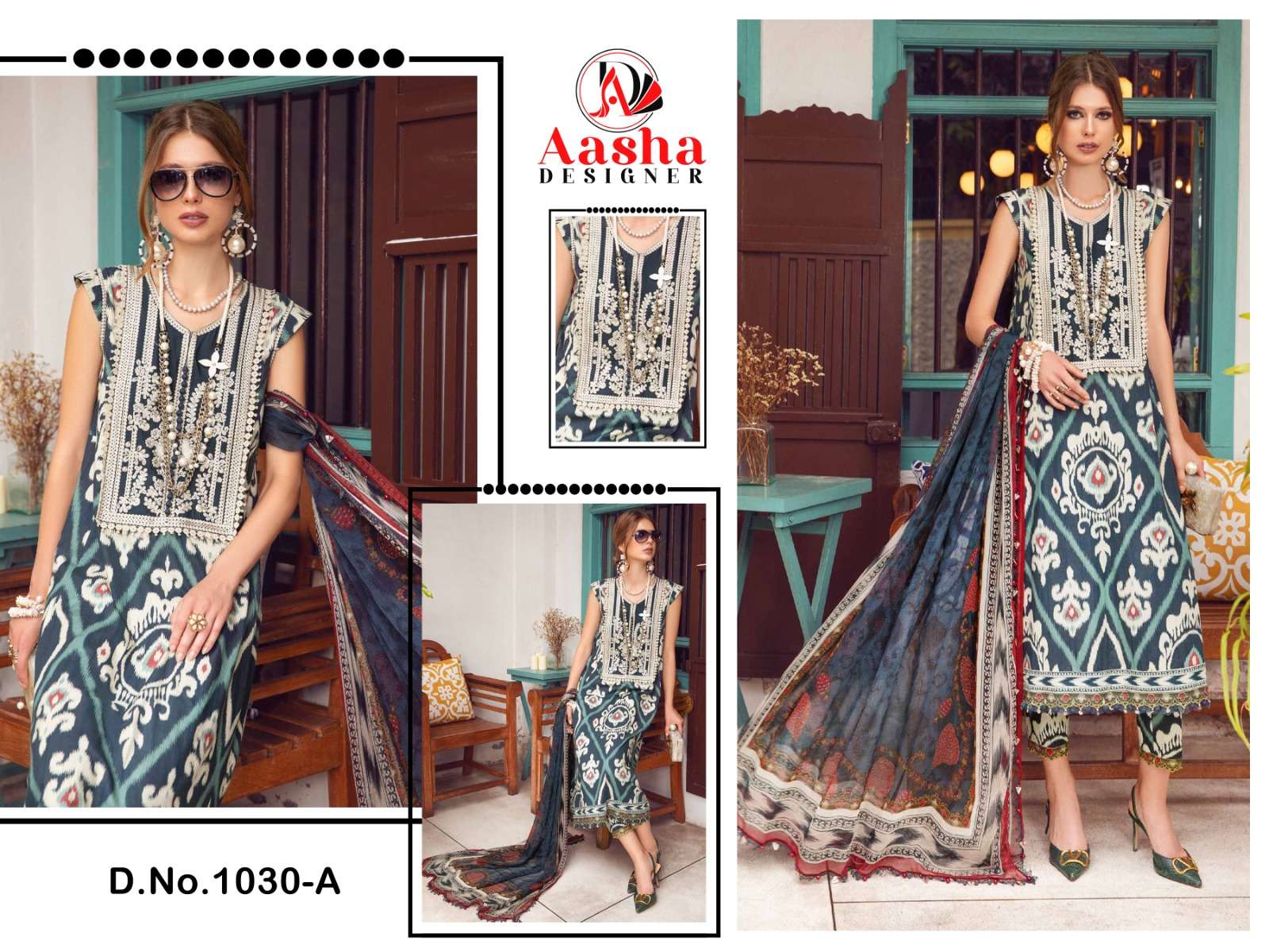 Aasha M Print Vol 8 Cotton Dupatta Pakistani Suits Wholesale catalog