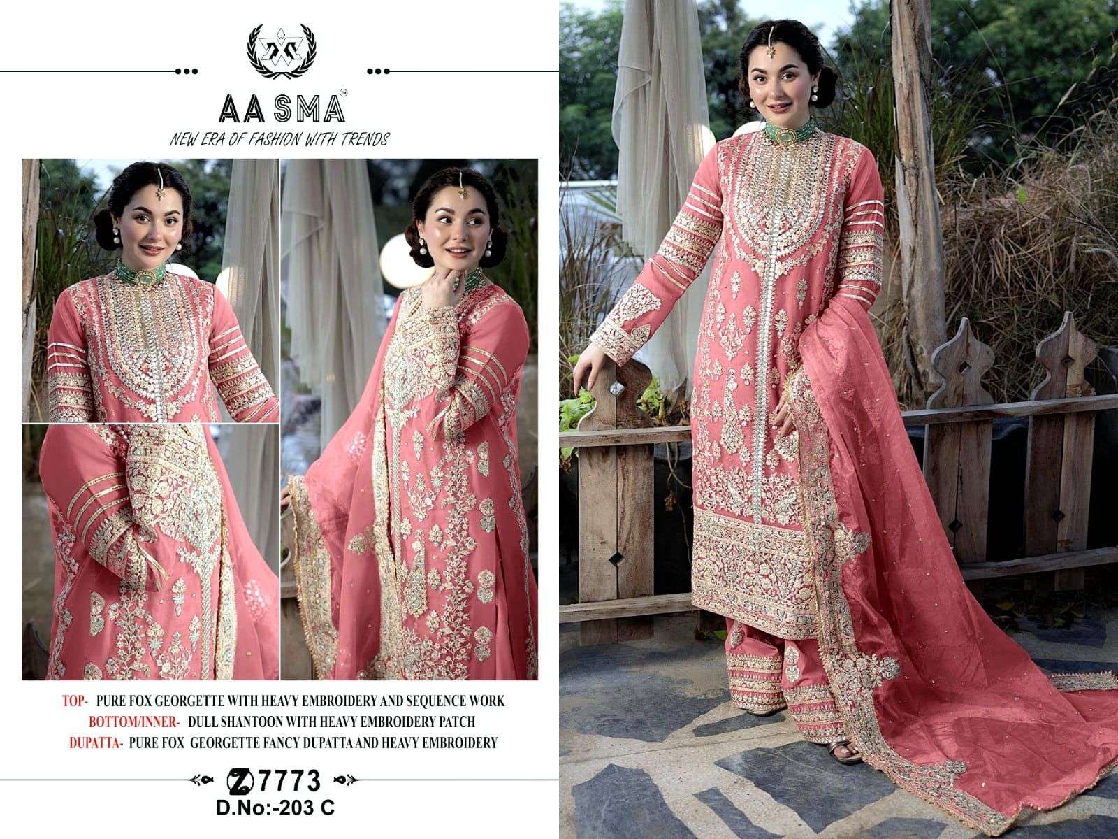 Aasma 203 A To D Pakistani Suits Wholesale catalog