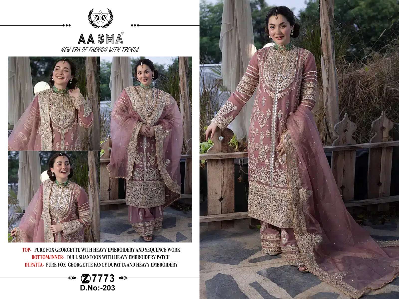 Aasma 203 Faux Georgette Pakistani Suits Wholesale catalog