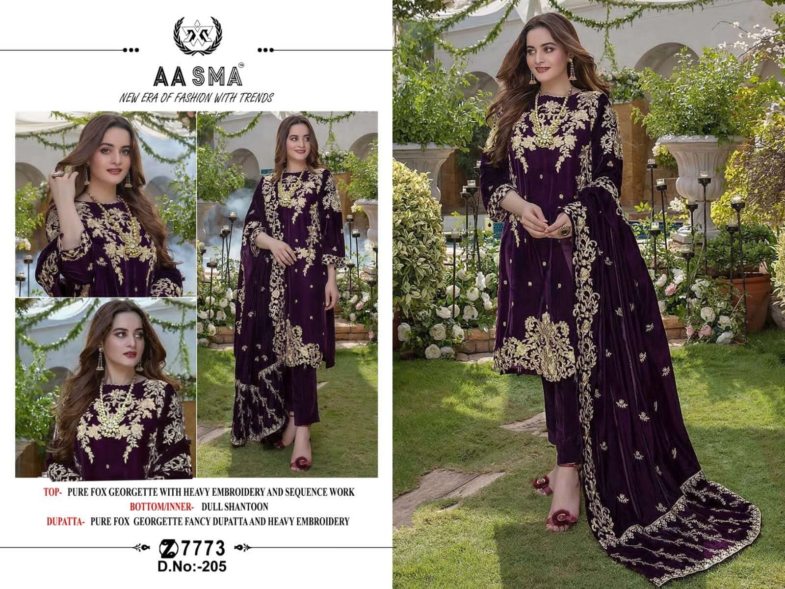 Aasma 205 Pure Faux Georgette Salwar Kameez  Wholesale catalog