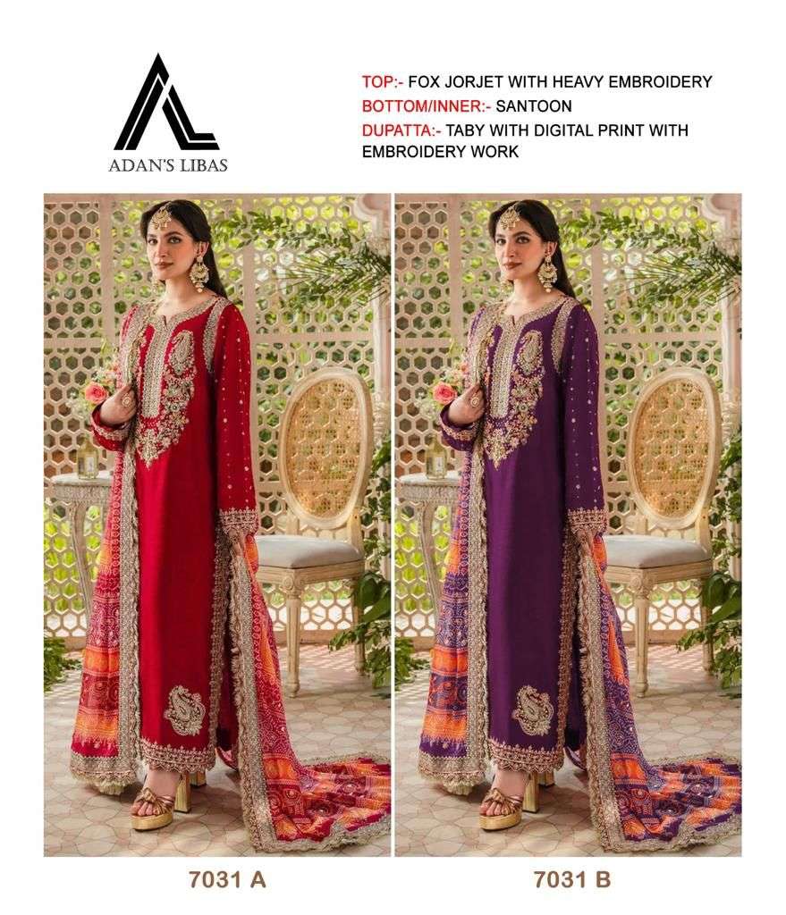 Adan Libas 7031 Faux Georgette Pakistani Suits Wholesale catalog