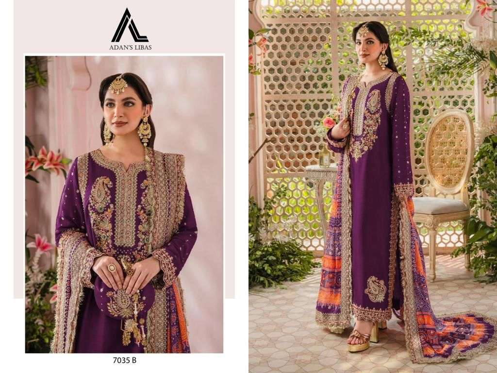 Adan Libas 7031 Faux Georgette Pakistani Suits Wholesale catalog