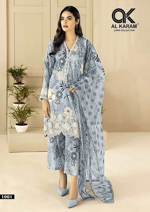 Al Karam Firdous With Patch Work Karachi Cotton Dress Materials Wholesale catalog