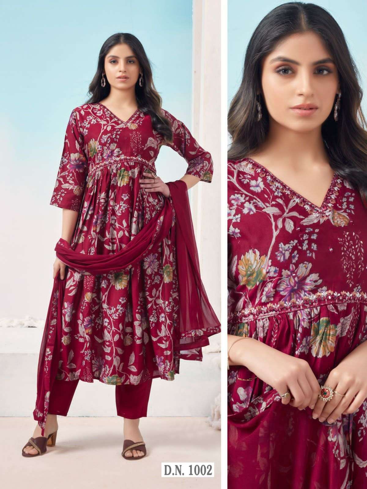 Alia cut Viscose Modal Print With Handwork Kurti Wholesale catalog