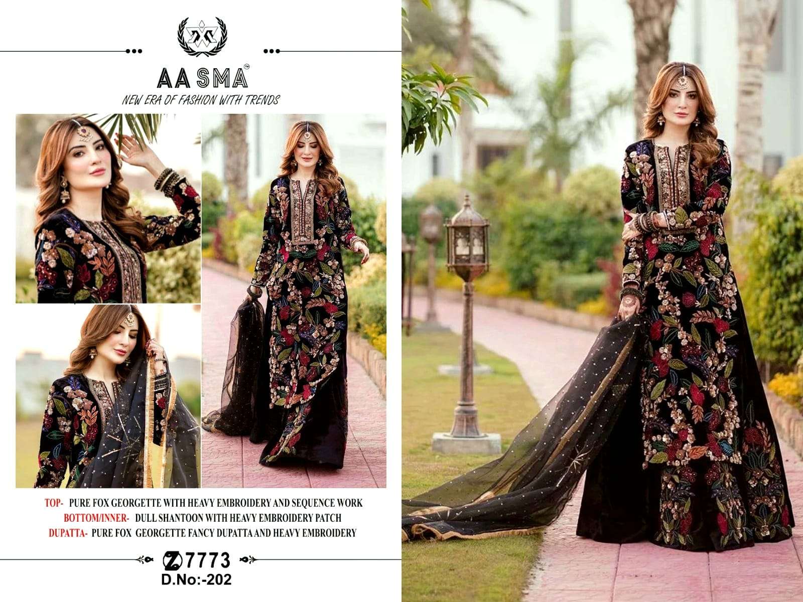 Anamsa 202 Faux Georgette Embroidered Pakistani Suits Wholesale catalog