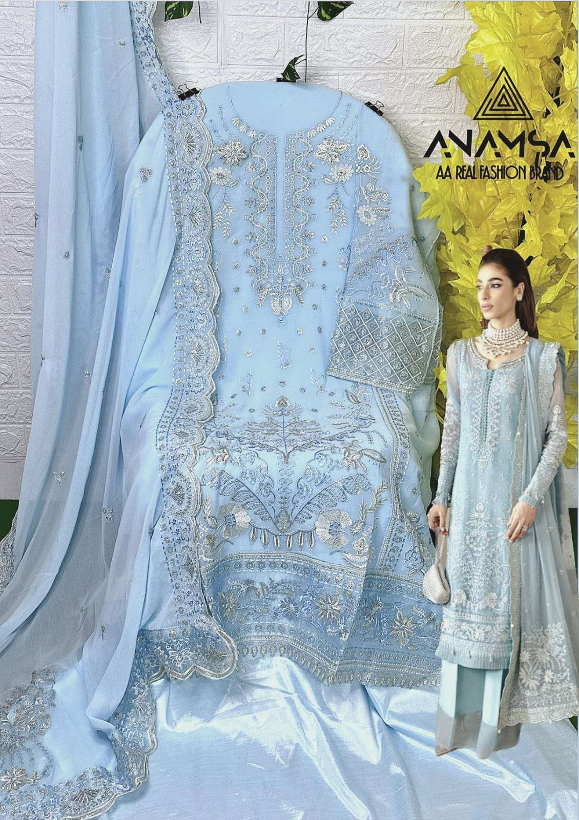 Anamsa 253 Faux Georgette Embroidered Pakistani Suits Wholesale catalog