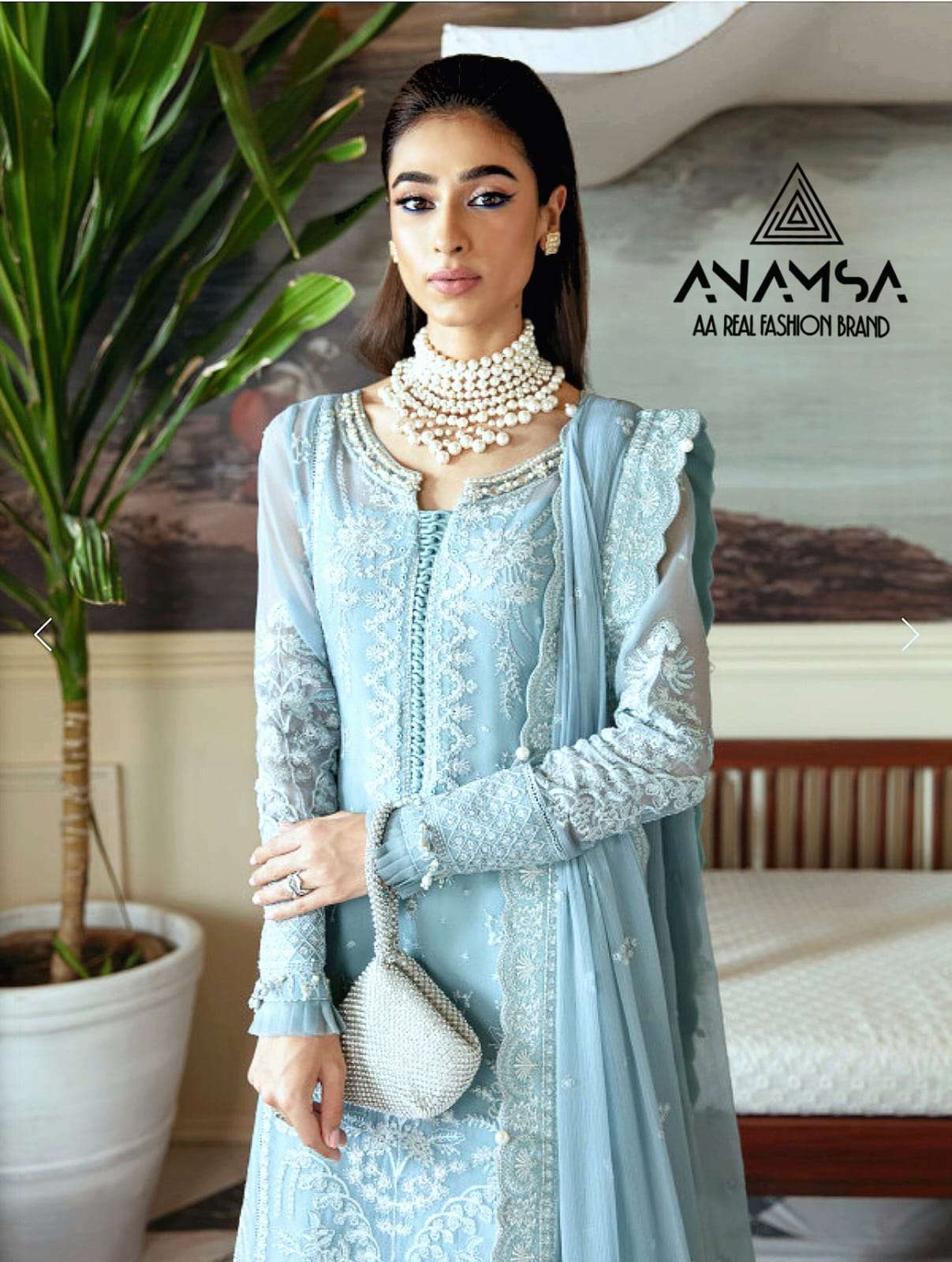 Anamsa 253 Faux Georgette Embroidered Pakistani Suits Wholesale catalog