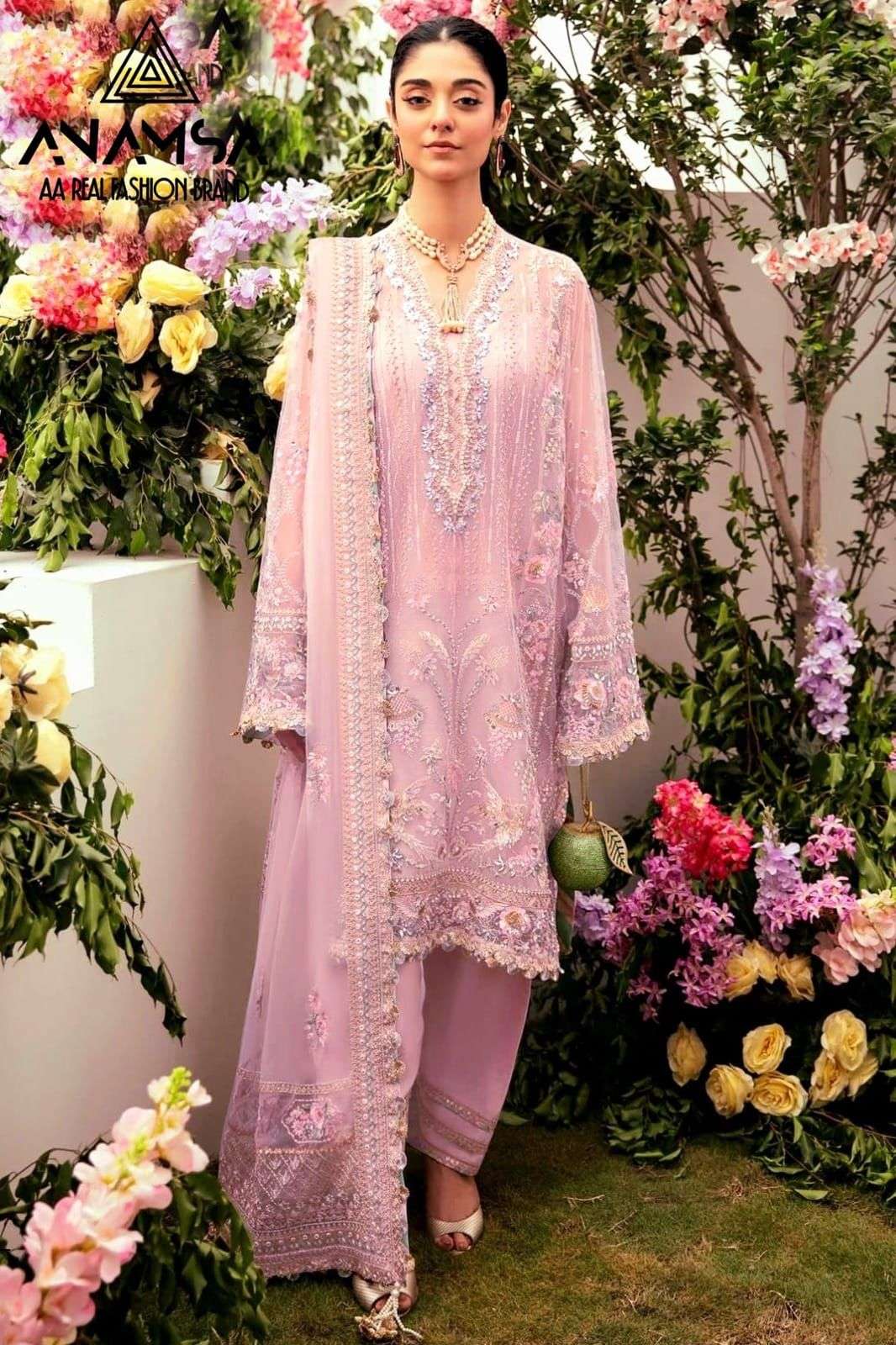 Anamsa 273 Faux Georgette Embroidered Pakistani Suits Wholesale catalog