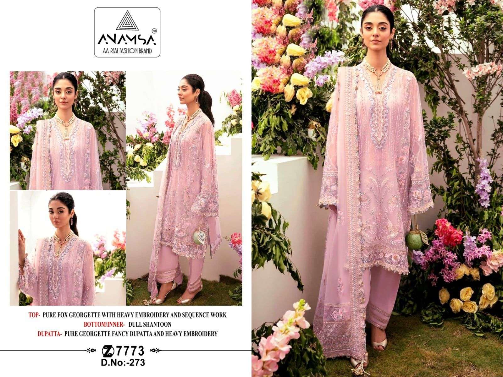 Anamsa 273 Faux Georgette Embroidered Pakistani Suits Wholesale catalog
