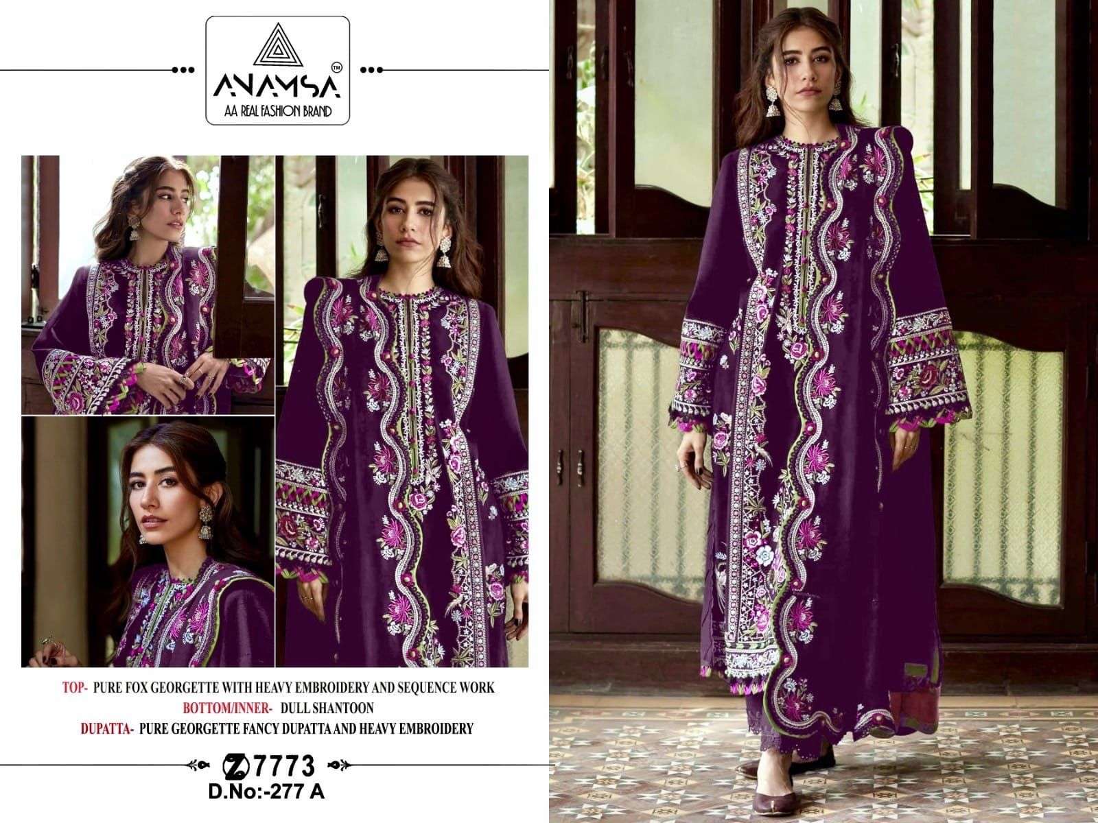 Anamsa 277 A To D Pakistani Suits Wholesale catalog