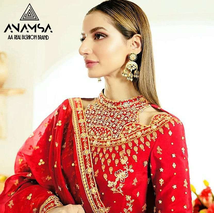 Anamsa 284 Faux Georgette Embroidered Pakistani Suits Wholesale catalog
