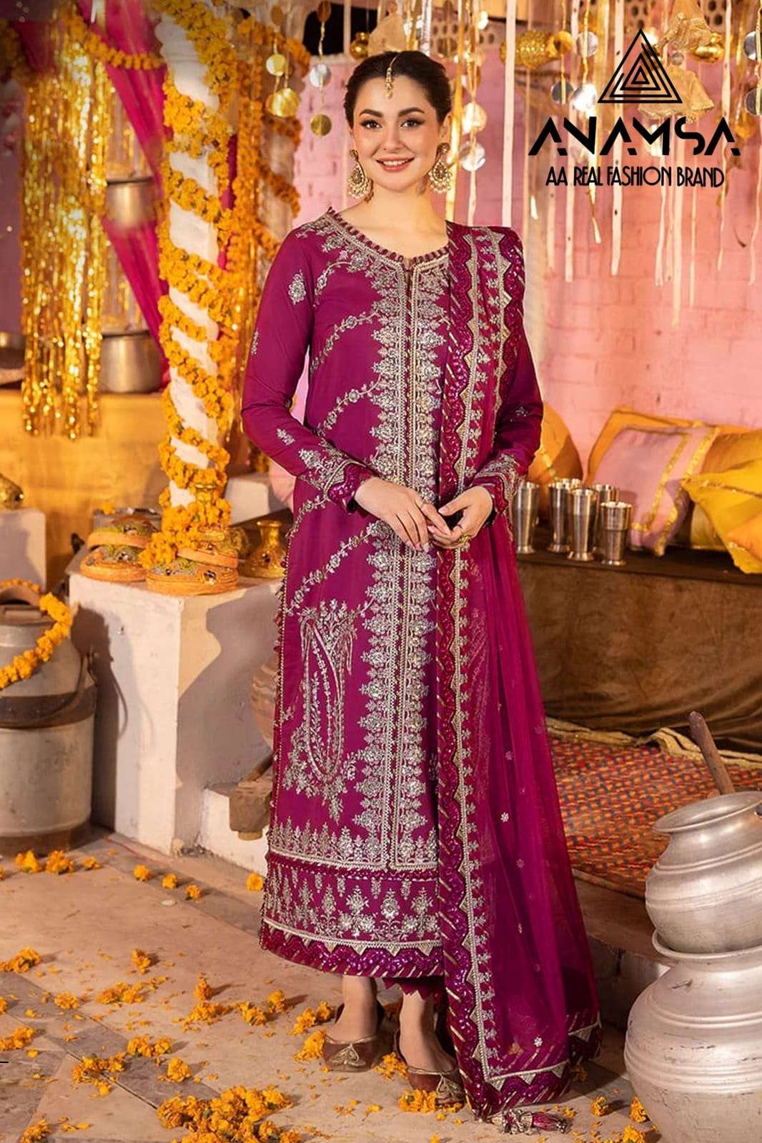 Anamsa 287 Faux Georgette Embroidered Pakistani Suits Wholesale catalog