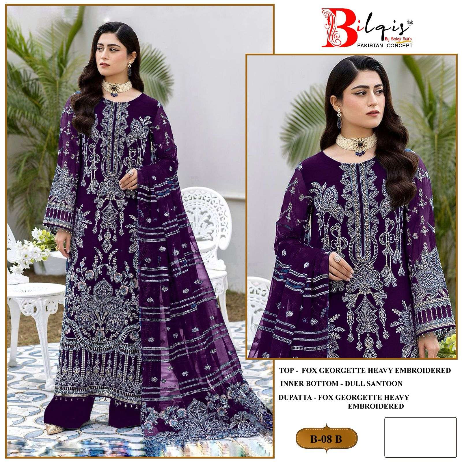 Bilqis B 08 A To D Georgette Salwar Kameez Wholesale catalog