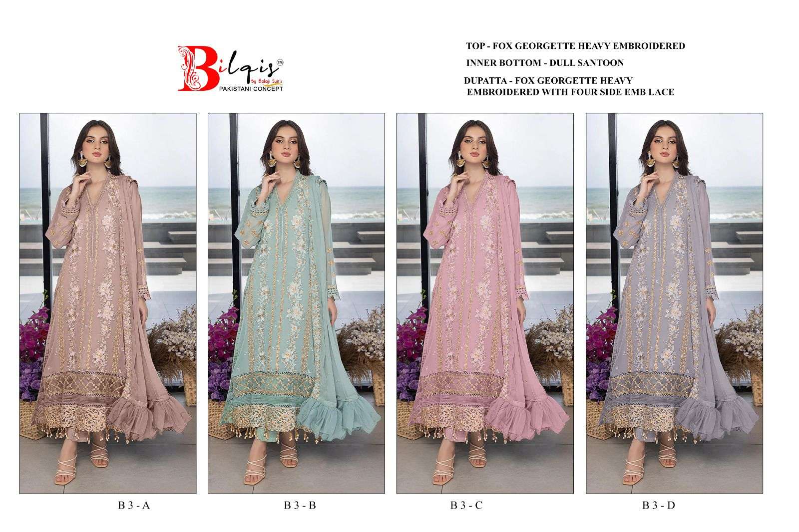 Bilqis Tm B 01 To 04 Pakistani Suits Wholesale catalog