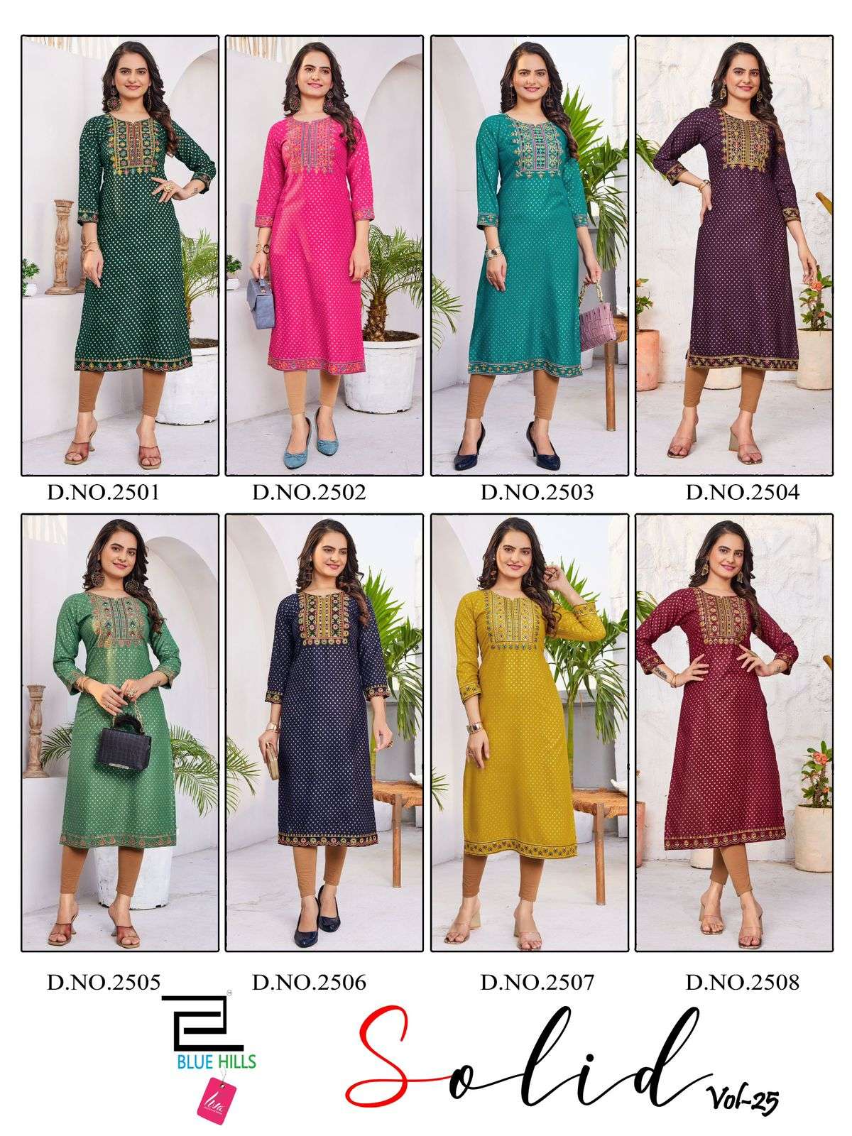 BLUE HILLS Solid Vol.25 Kurti Wholesale catalog