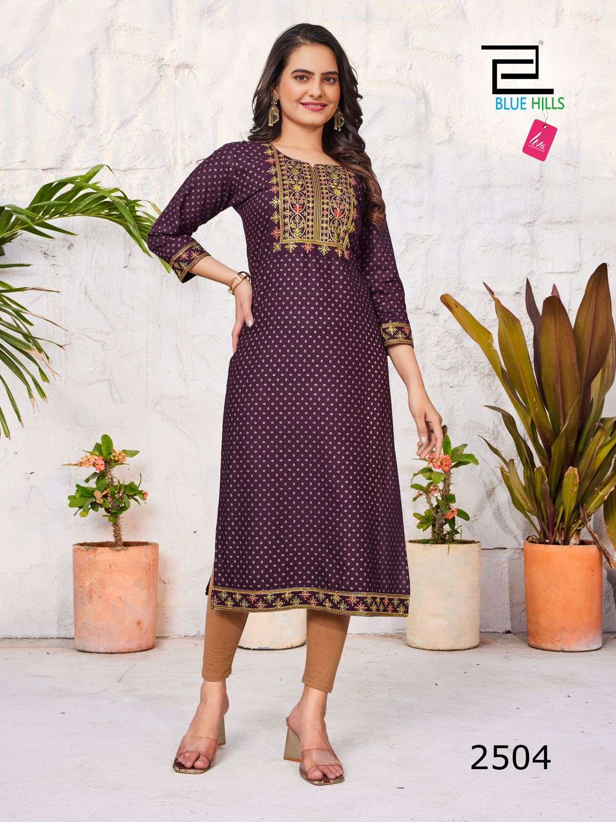 BLUE HILLS Solid Vol.25 Kurti Wholesale catalog