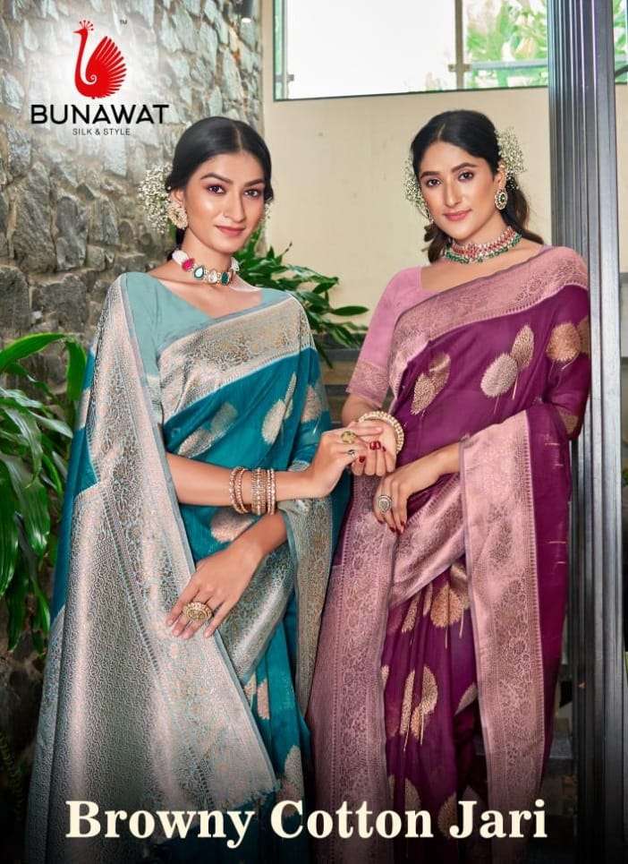 BUNAWAT BROWNY COTTON ZARI Saree Wholesale catalog