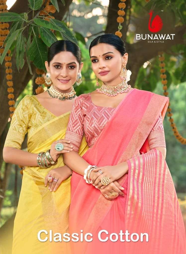 BUNAWAT CLASSIC COTTON Linen Cotton Saree Wholesale catalog