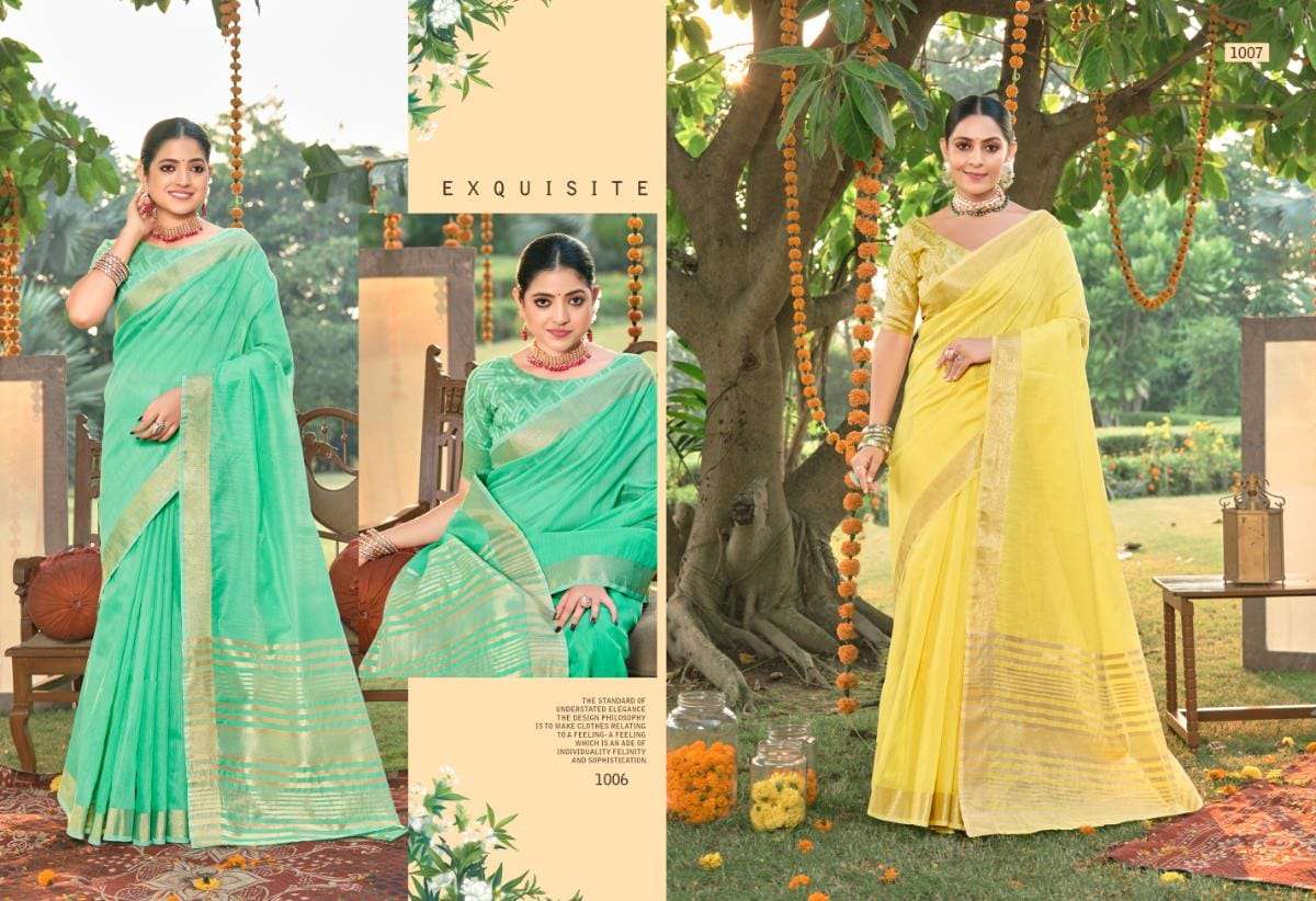 BUNAWAT CLASSIC COTTON Linen Cotton Saree Wholesale catalog