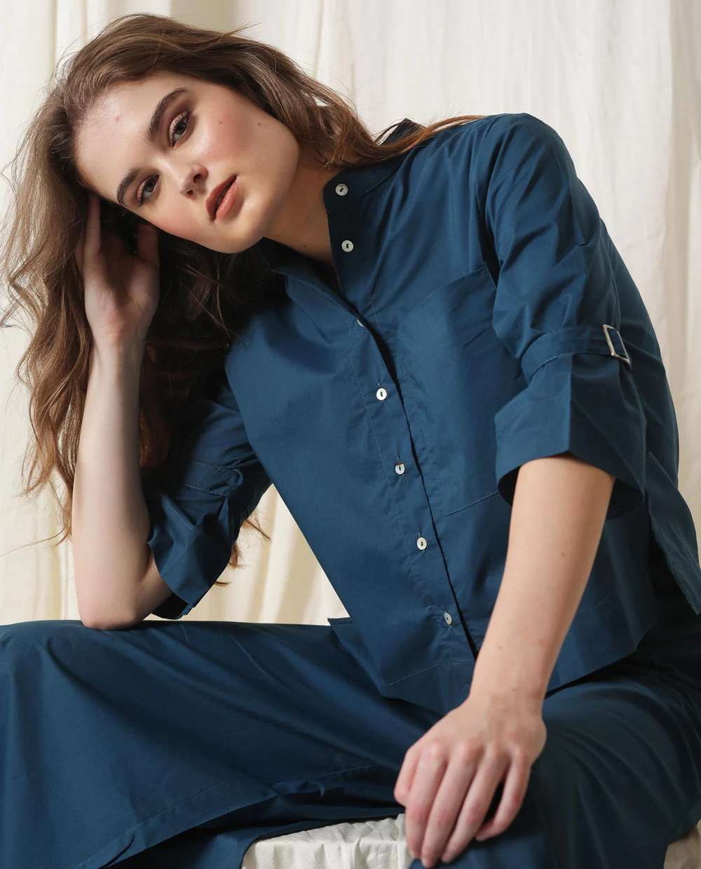 BUTTON DOWN LINEN SHIRT HARPER - PASTEL BLUE Western Wear Wholesale catalog