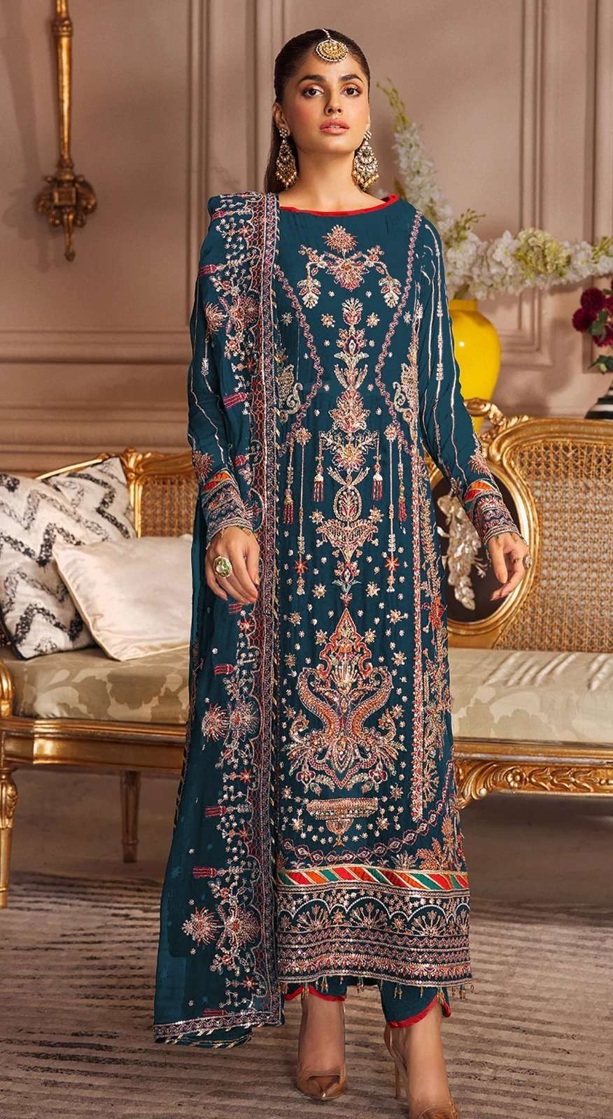 Ct 1040 Faux Georgette Embroidered Salwar Suit Wholesale catalog