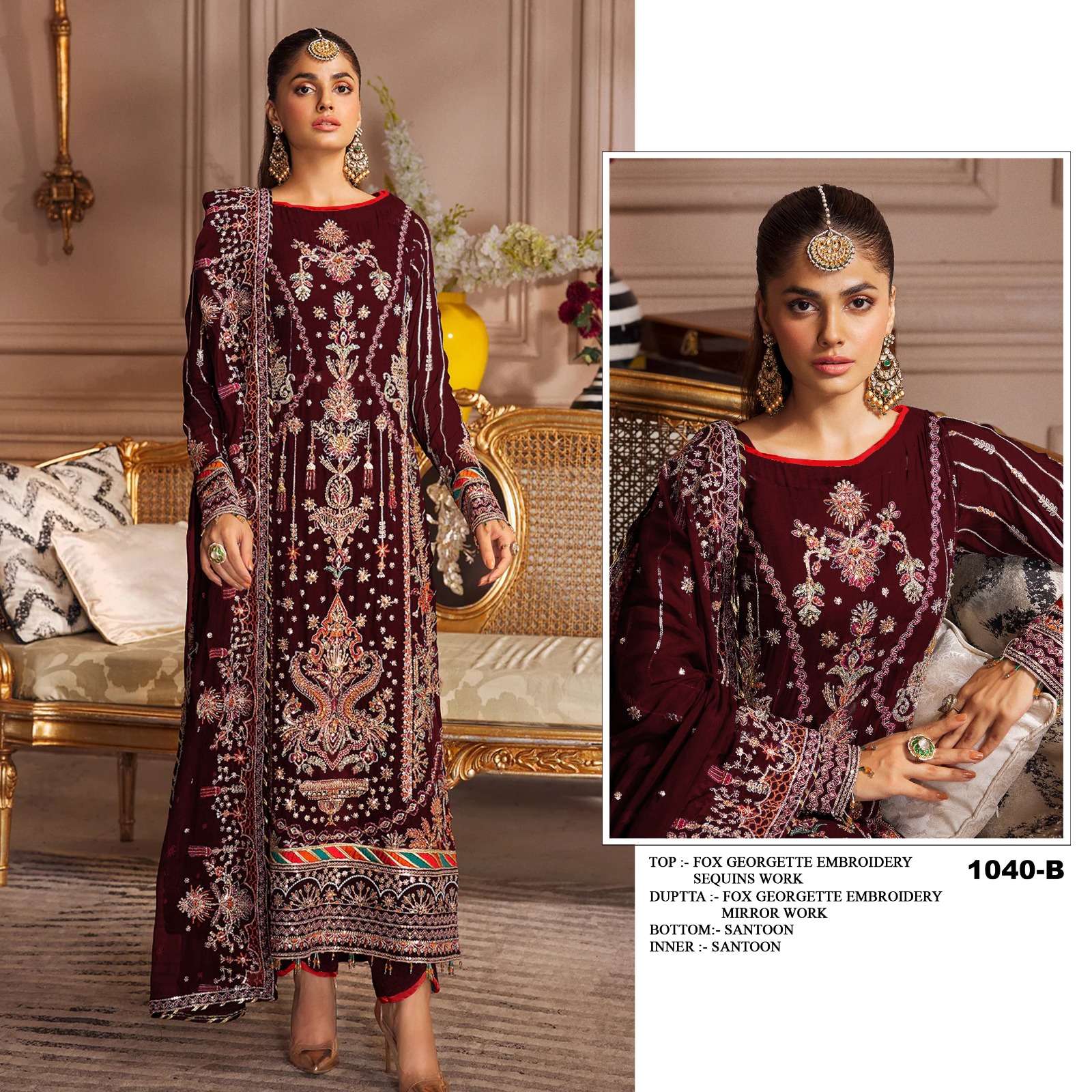 Ct 1040 Faux Georgette Embroidered Salwar Suit Wholesale catalog