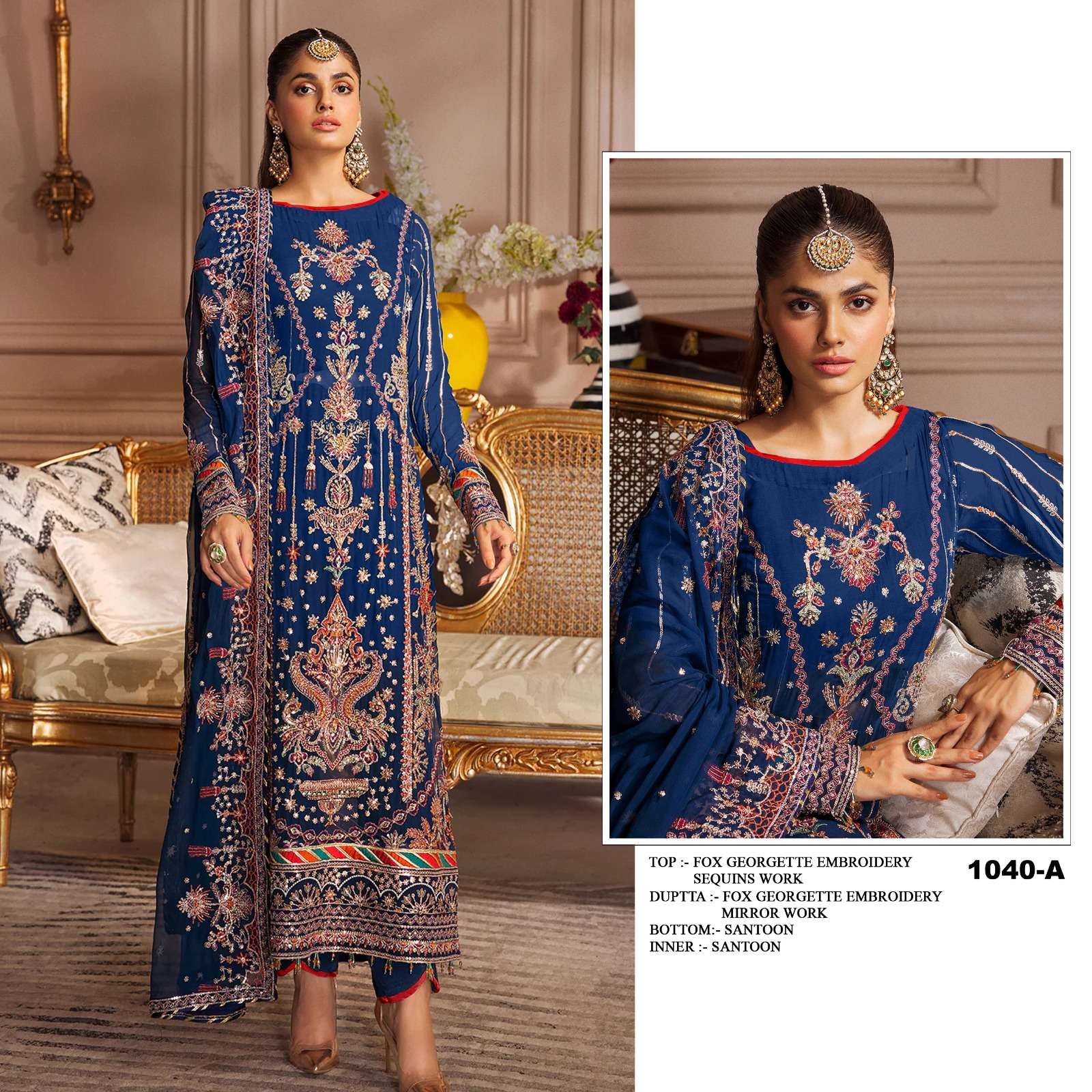Ct 1040 Faux Georgette Embroidered Salwar Suit Wholesale catalog