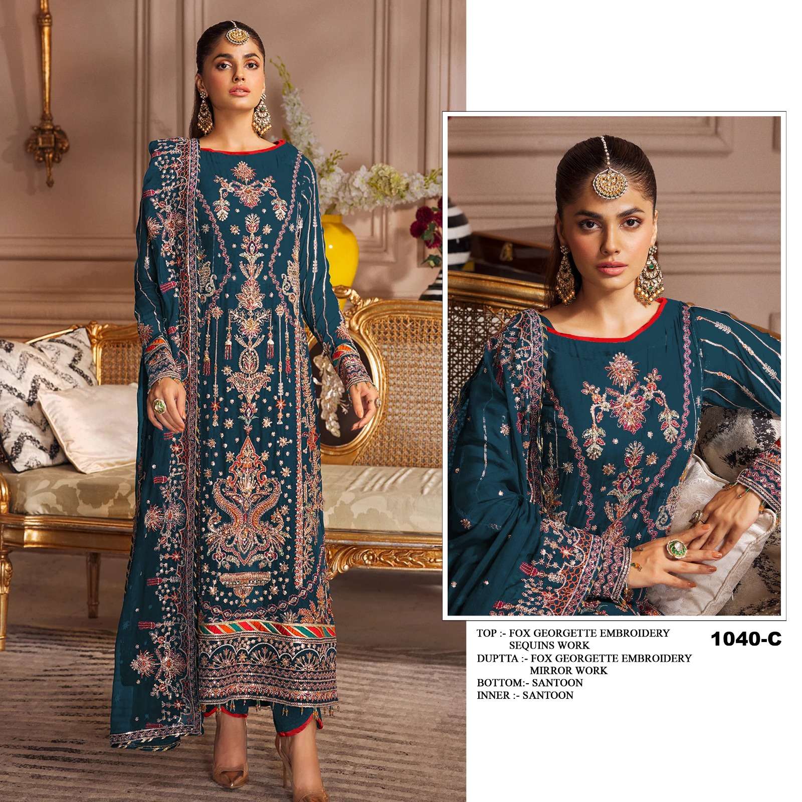 Ct 1040 Faux Georgette Embroidered Salwar Suit Wholesale catalog