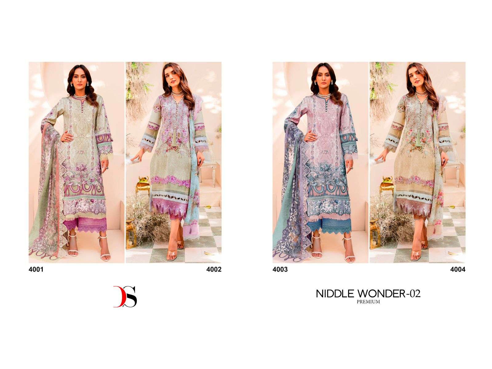 Deepsy Niddle Wonder 2 Chiffon Dupatta Salwar Suits Wholesale catalog