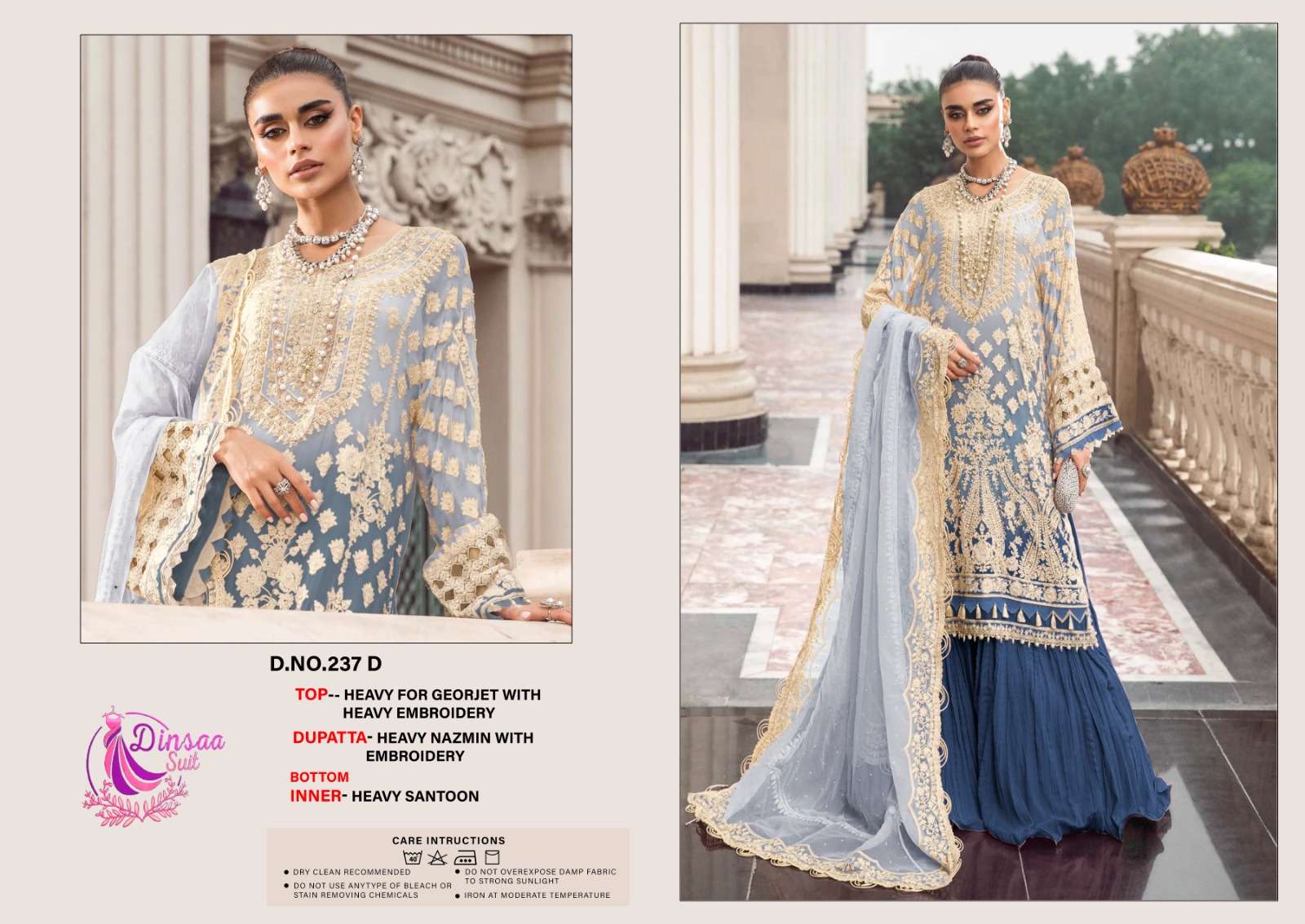 Dinsaa 237 Heavy Faux Georgette Pakistani Suits Wholesale catalog