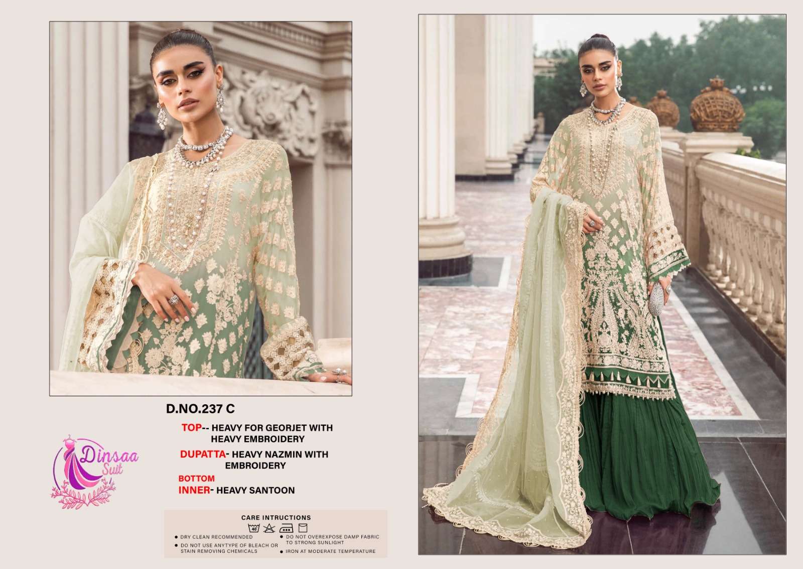 Dinsaa 237 Heavy Faux Georgette Pakistani Suits Wholesale catalog