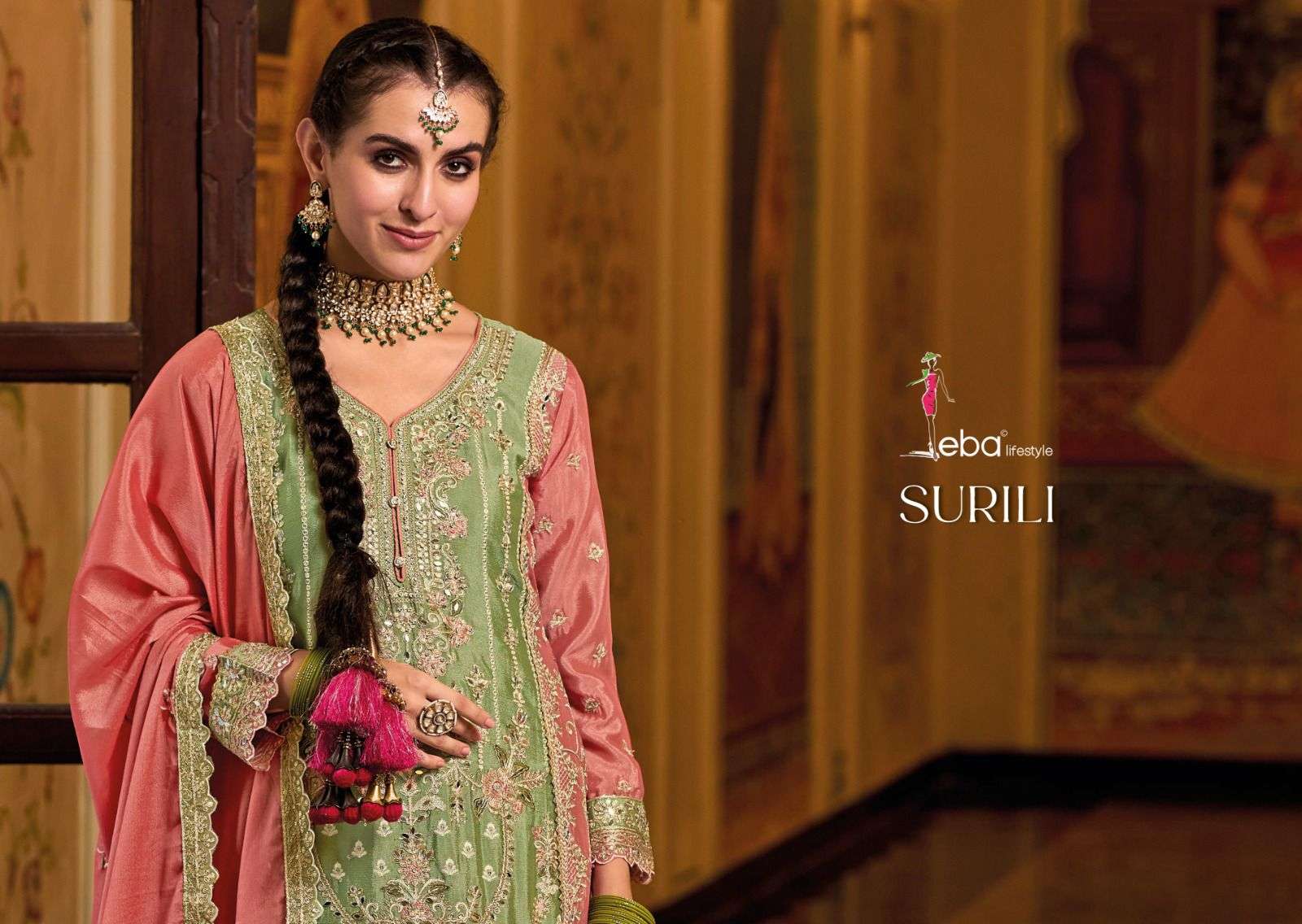 Eba Surili Heavy Chinnon Embroidered Salwar Suit Wholesale catalog