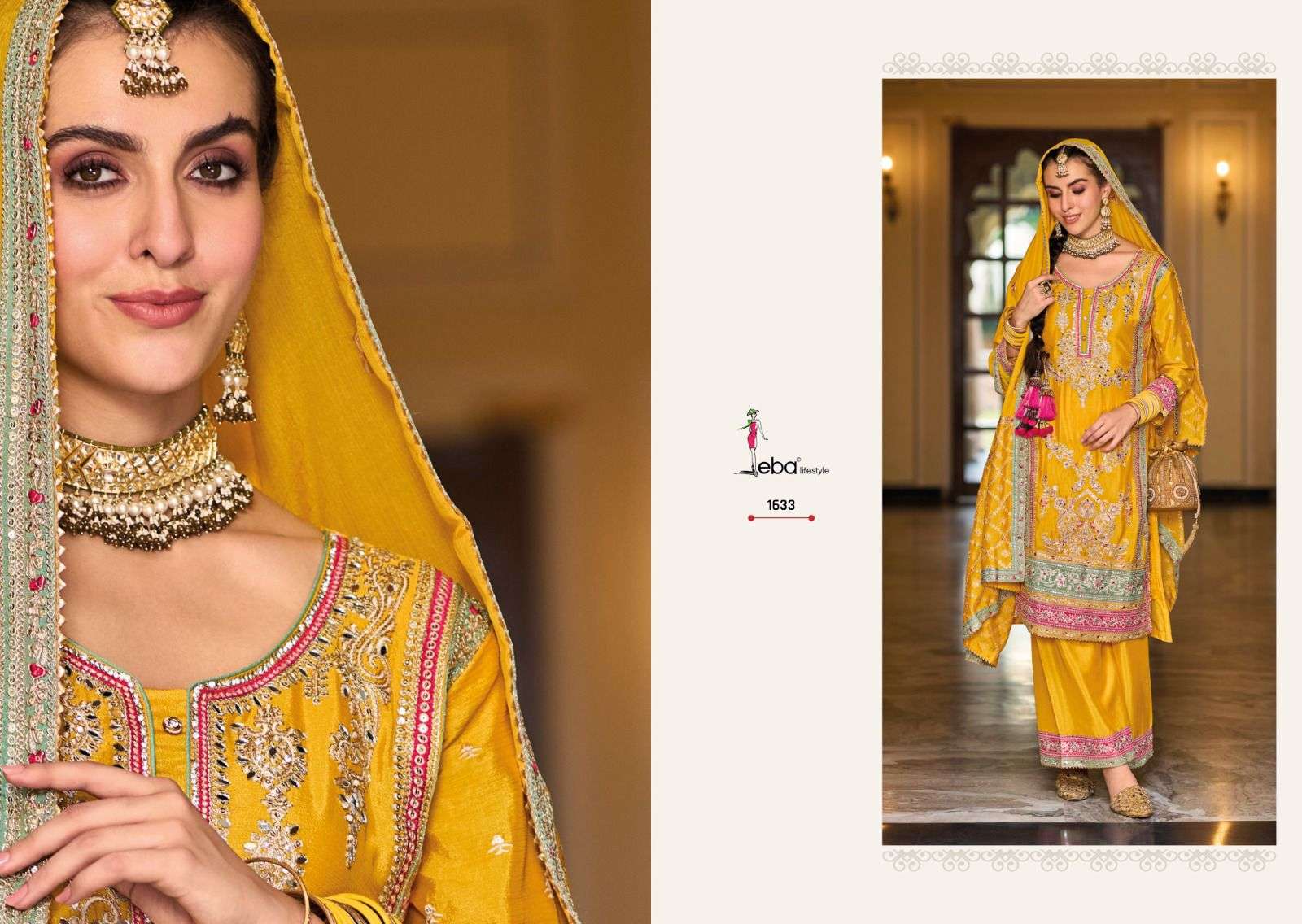 Eba Surili Heavy Chinnon Embroidered Salwar Suit Wholesale catalog