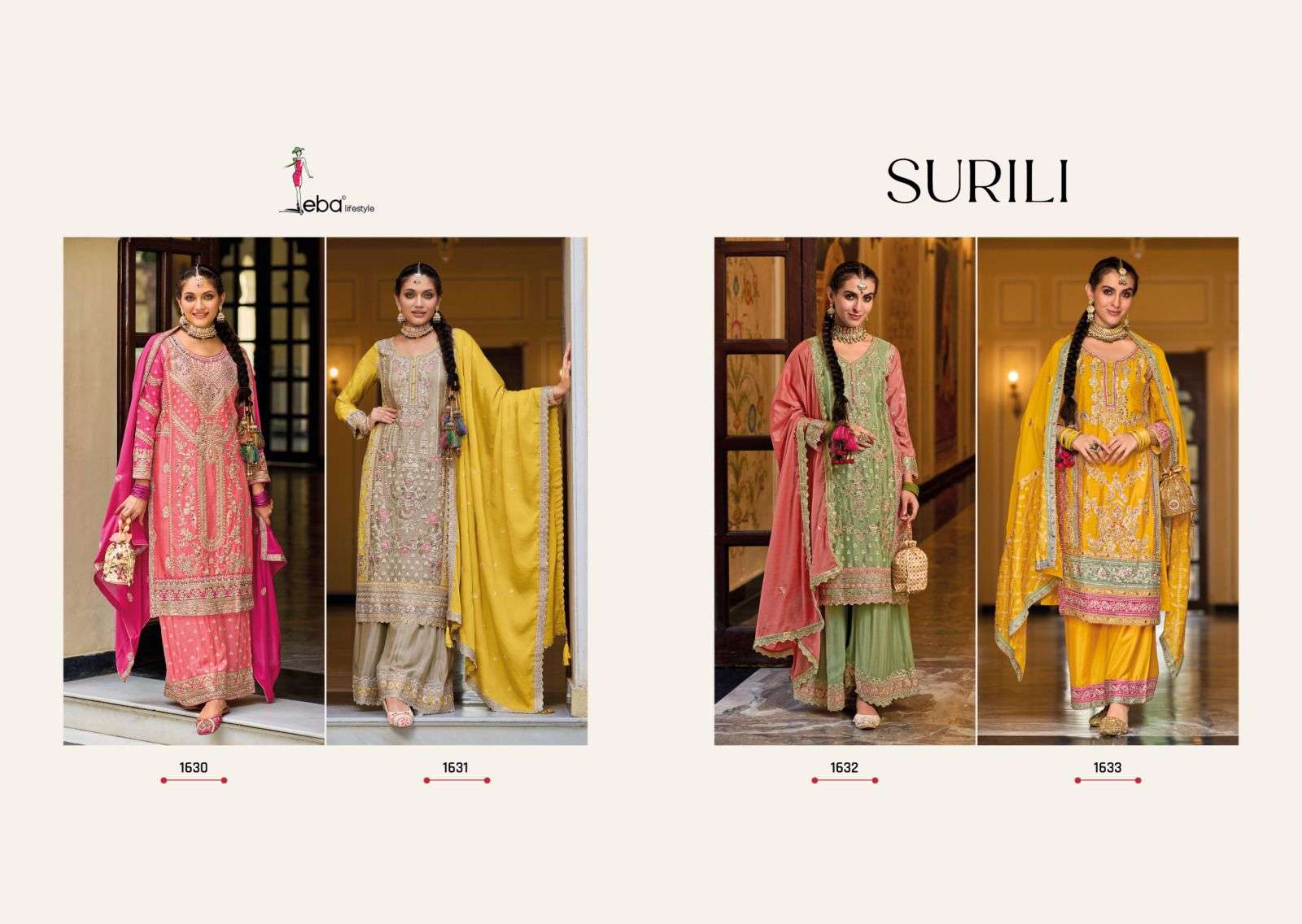 Eba Surili Heavy Chinnon Embroidered Salwar Suit Wholesale catalog