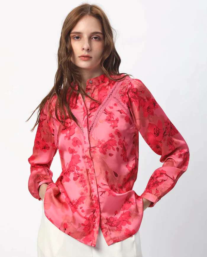 FLORAL PRINT LACE SHIRT GELBS - PINK Western Wear Wholesale catalog