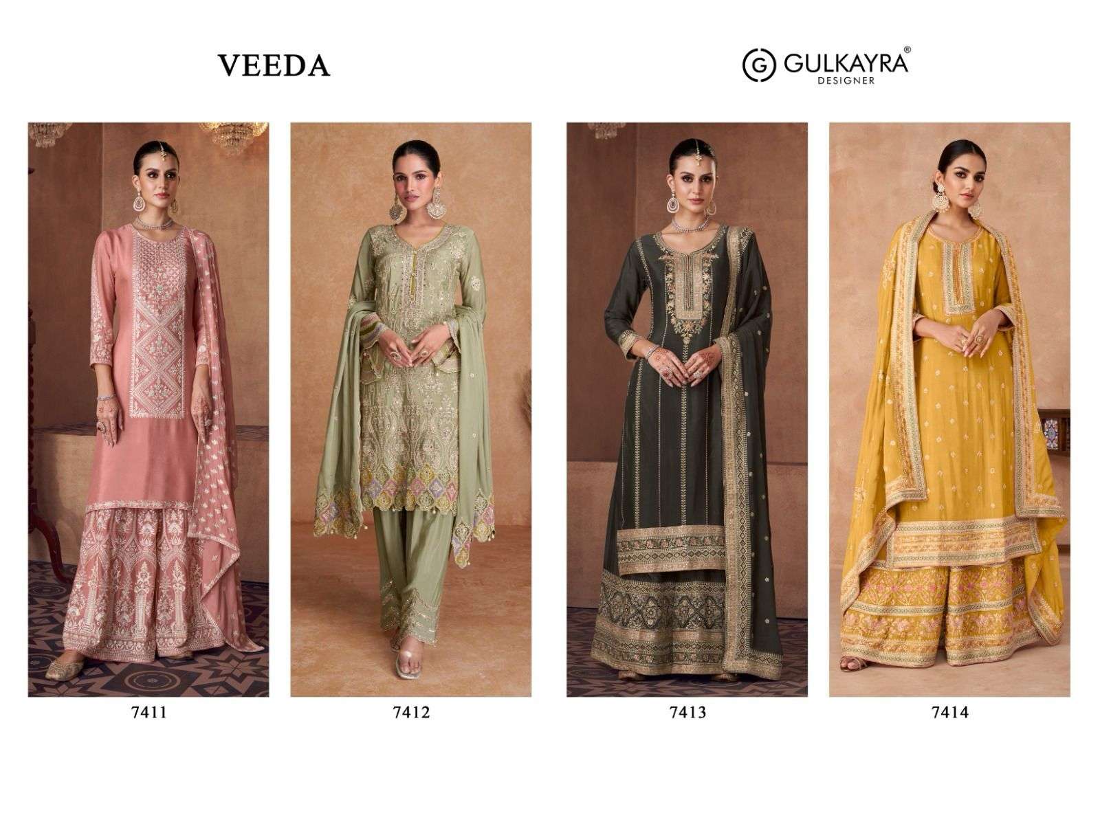 Gulkayra Veeda Real Chinnon Designer Salwar Suits Wholesale catalog