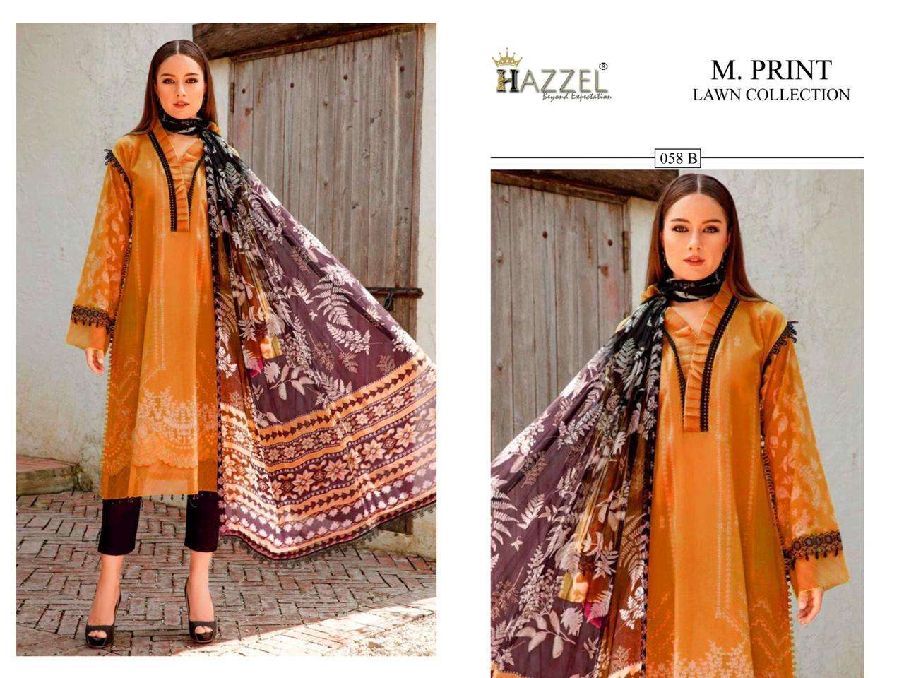 Hazzel M Print 058 Chiffon Dupatta Pakistani Suits Wholesale catalog