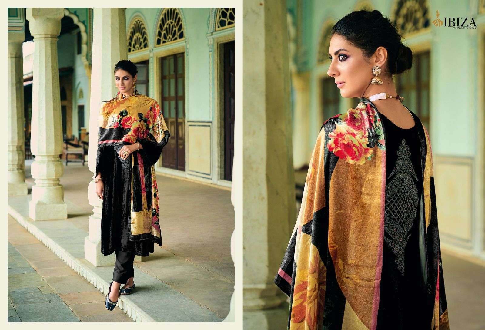 Ibiza Khoob Surat Viscose Velvet Pashmina Dress Material Wholesale catalog