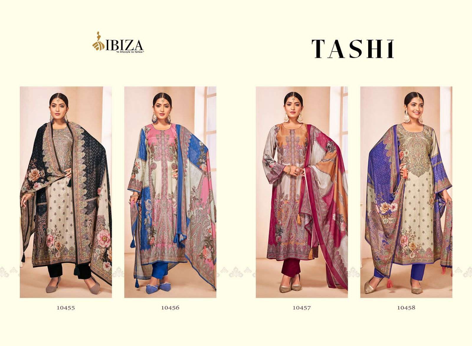 Ibiza Tashi Muslin Digital Printed Designer Salwar Suit Wholesale catalog