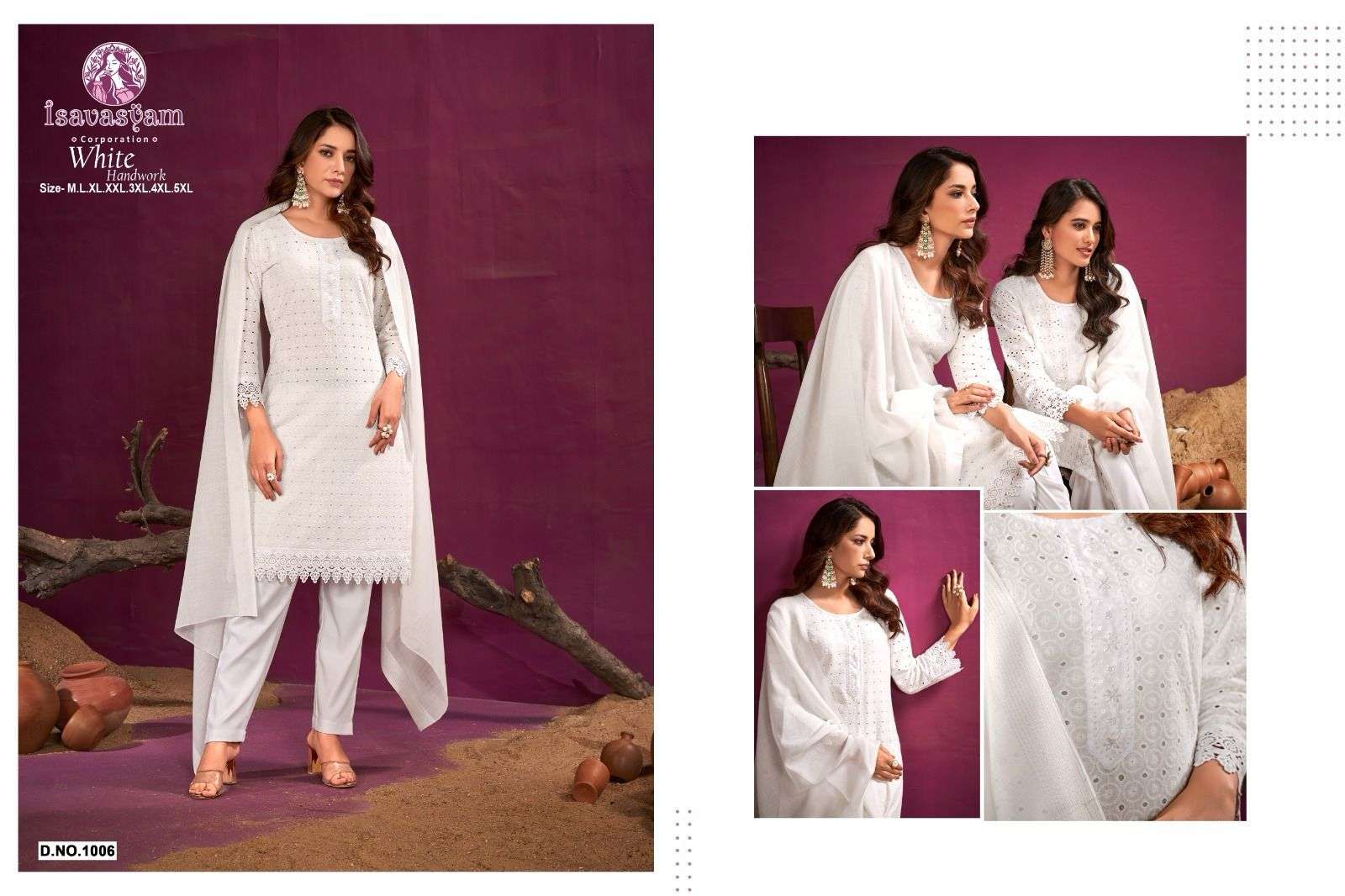 Isavasyam corporation White Handwok Kurti Wholesale catalog