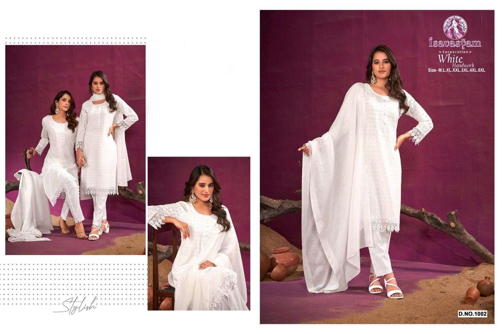 Isavasyam corporation White Handwok Kurti Wholesale catalog