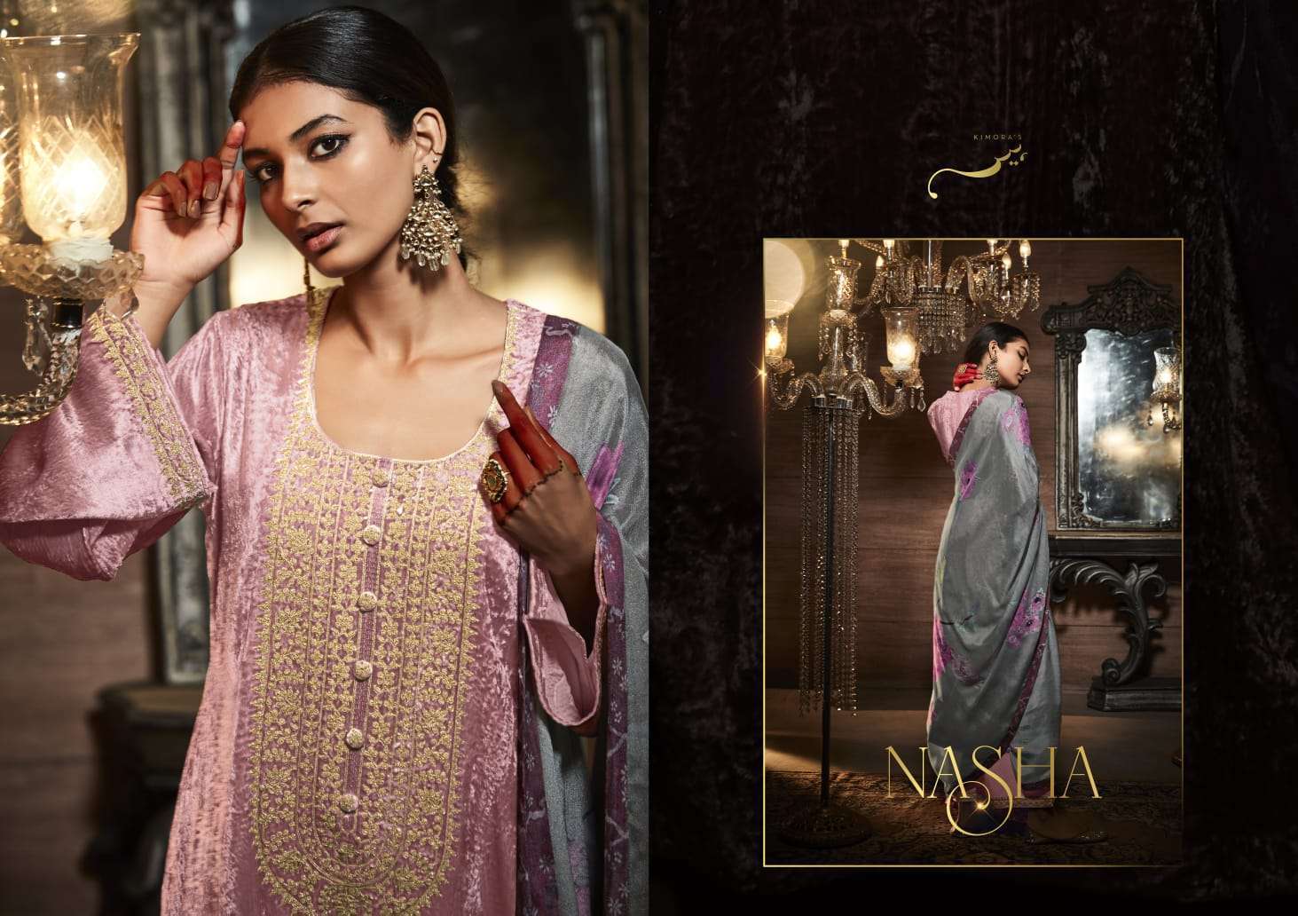 Kimora Heer Nasha Velvet Pashmina Dress Material Wholesale catalog