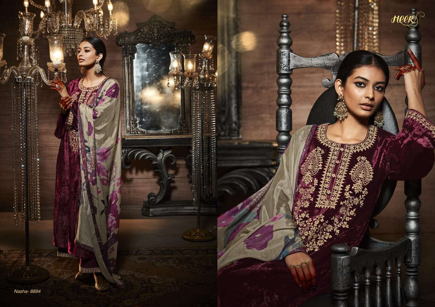 Kimora Heer Nasha Velvet Pashmina Dress Material Wholesale catalog