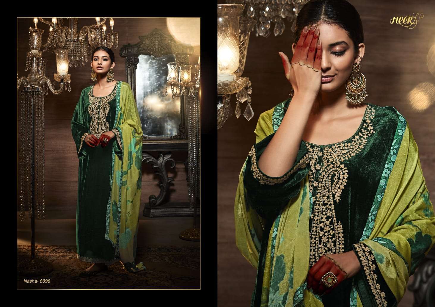 Kimora Heer Nasha Velvet Pashmina Dress Material Wholesale catalog