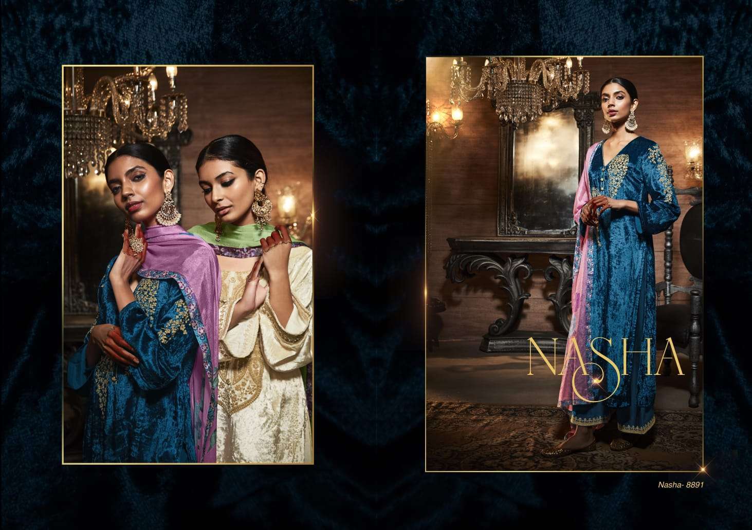 Kimora Heer Nasha Velvet Pashmina Dress Material Wholesale catalog